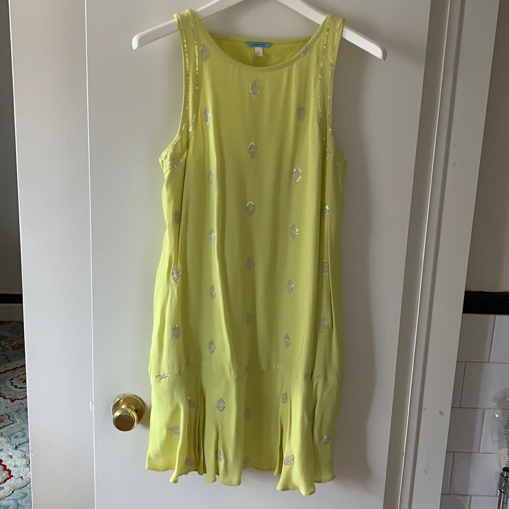 Leifnotes Yellow Embellished Pullover Dress